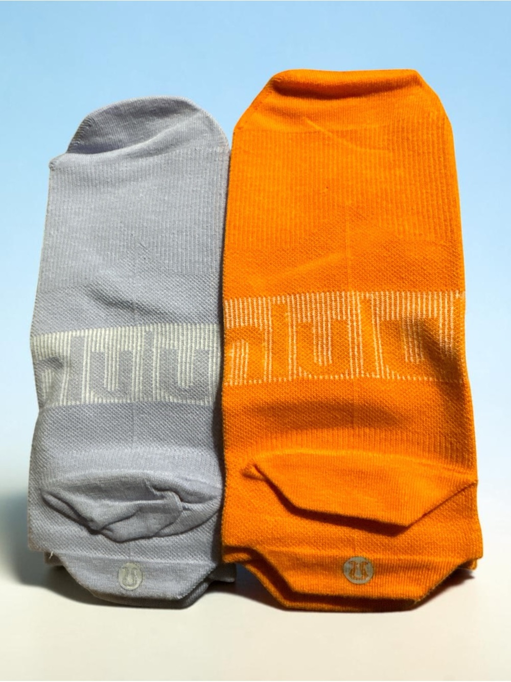 NWOT Lululemon Power Stride No Show Lavender Gray & Bright Orange SZ LG (2 Pair)